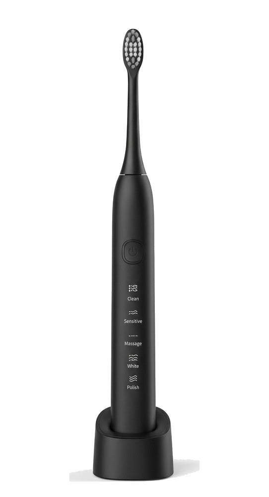 SmilePlax Sonic Electric Toothbrush – 5 Modes, Wireless Charging in Midnight Black