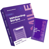 Whitening strips box with a pouch of two strips