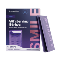 Whitening strips box with two strip pouches on a transparent background