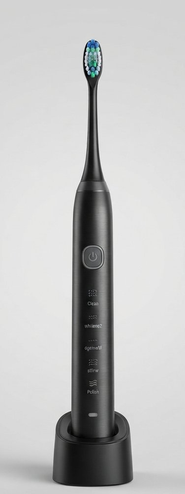 SmilePlax Sonic Electric Toothbrush – 5 Modes, Wireless Charging in Midnight Black